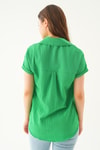 Benetton Yeşili Kısa Kol Oversize Gömlek 4163A