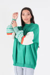 Benetton Yeşili Kol Desenli Kazak 2266