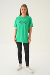 Benetton Yeşili Music Baskı Oversize Tişört 1717