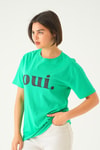 Benetton Yeşili Oui Baskı Oversize Tişört 1714