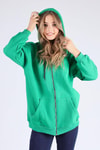 Benetton Yeşili Oversize Uzun Fermuarlı Sweat 8124M