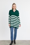 Benetton Yeşili Polo Yaka Çizgili Tunik 5340