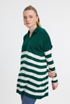 Benetton Yeşili Polo Yaka Çizgili Tunik 5340