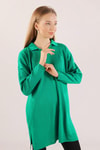Benetton Yeşili Polo Yaka Fitilli Kazak 23214