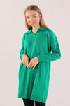 Benetton Yeşili Polo Yaka Fitilli Kazak 23214