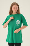 Benetton Yeşili Posıtıve Baskı Oversize Tişört 1698