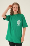 Benetton Yeşili Posıtıve Baskı Oversize Tişört 1698