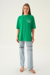 Benetton Yeşili Yazı Baskı Oversize Tişört 1706