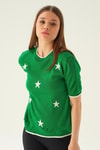 Benetton Yeşili Yıldız Detay Tişört 1901