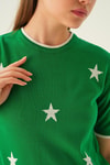 Benetton Yeşili Yıldız Detay Tişört 1901