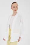 Beyaz %100 Pamuk Cepli Müslin Kimono 8065A