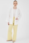 Beyaz %100 Pamuk Cepli Müslin Kimono 8065A