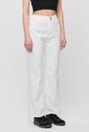 Beyaz 12032 Paçası Kesik Straight Jean