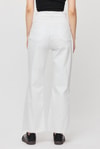 Beyaz 12032 Paçası Kesik Straight Jean