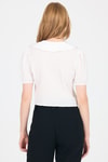 Beyaz Bağlama Detaylı Bebe Yaka Crop Bluz 8064