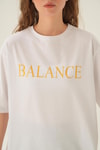 Beyaz Balance Baskı Oversize Tişört 1697