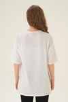 Beyaz Balance Baskı Oversize Tişört 1697
