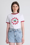 Beyaz Baskılı Relaxed Fit Tişört 6706