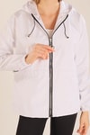 Beyaz Bel Lastik Detay Ceket 10011