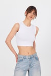 Beyaz Bisiklet Yaka Crop Atlet 9189M