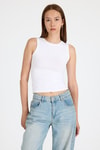 Beyaz Bisiklet Yaka Kolsuz Slim Fit Atlet 1663