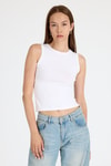 Beyaz Bisiklet Yaka Kolsuz Slim Fit Atlet 1663