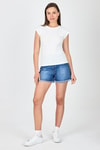 Beyaz Bisiklet Yaka Pamuklu Slim Fit Tişört 3050