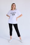 Beyaz Brooklyn Baskı Oversize Tişört 5129