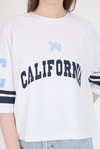 Beyaz California Baskılı Oversize Tişört 6817