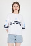 Beyaz California Baskılı Oversize Tişört 6817