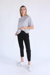 Beyaz Çizgili Oversize Tişört 23350