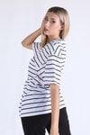 Beyaz Çizgili Oversize Tişört 23350