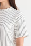 Beyaz Çizgili Oversize Tişört 4447A