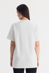 Beyaz Çizgili Oversize Tişört 4447A