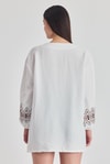 Beyaz Deri Kemer Detaylı Etnik Desenli Kimono 4363A
