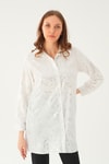 Beyaz Desenli Salaş Tunik 4233A