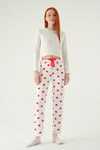 Beyaz Kalp Desen Pijama 4530
