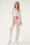 Beyaz Kalp Desen Pijama 4530