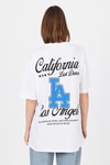 Beyaz LA  Baskılı California Yazılı Oversize Tişört 5197