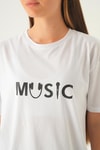 Beyaz Music Baskı Oversize Tişört 1717