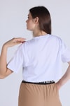 Beyaz New Jersey Baskı Crop Tişört 5162