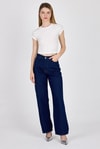 Beyaz Omuz Boncuk Detaylı Slim Fit Crop Tişört 9208M