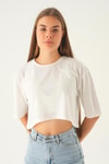 Beyaz Oversize Taşlı Tişört 21569