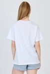 Beyaz Oversize Zürafa Baskılı Tişört 2150-12M