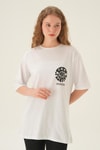 Beyaz Posıtıve Baskı Oversize Tişört 1698