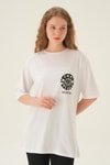 Beyaz Posıtıve Baskı Oversize Tişört 1698