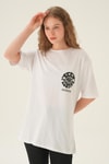 Beyaz Posıtıve Baskı Oversize Tişört 1698