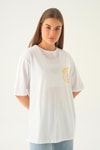 Beyaz Psalm Baskı Oversize Tişört 1702
