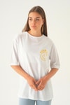 Beyaz Psalm Baskı Oversize Tişört 1702