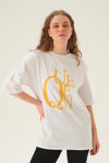 Beyaz Queen Baskı Oversize Tişört 1703